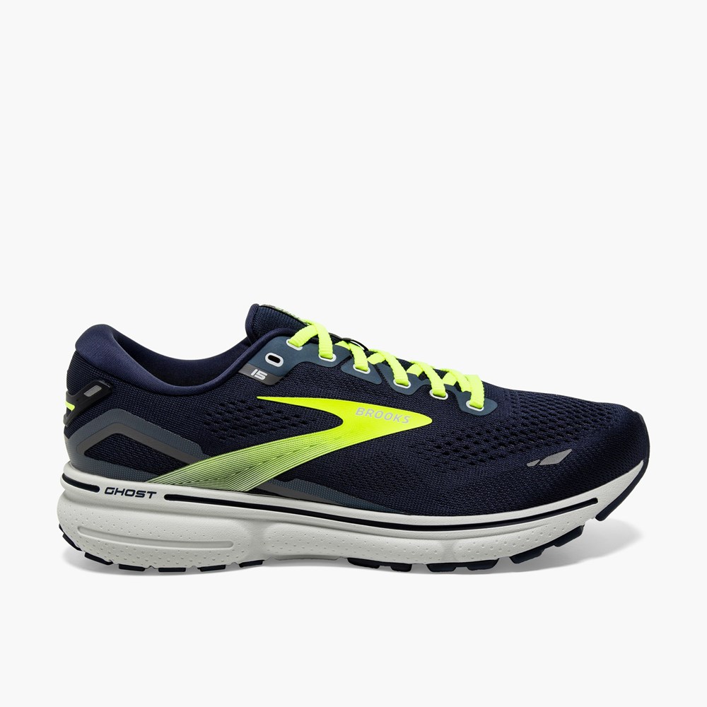 Chaussures Running Route Brooks Ghost 15 Bleu Marine Grise Homme | JPF-1500681